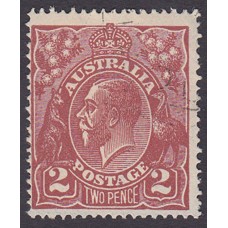 Australian    King George V    2d Brown   Single Crown WMK  Plate Variety 12R57..
